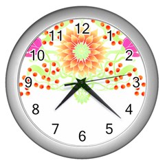 Flowers Art T- Shirtflowers T- Shirt (7) Wall Clock (silver) by EnriqueJohnson