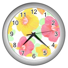 Hawaii T- Shirt Hawaii Floral Summer T- Shirt Wall Clock (silver) by EnriqueJohnson