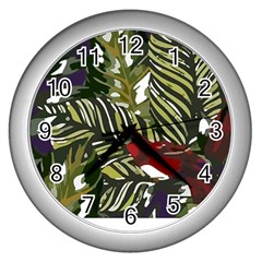 Hawaii T- Shirt Hawaii Pattern Garden T- Shirt Wall Clock (silver) by EnriqueJohnson