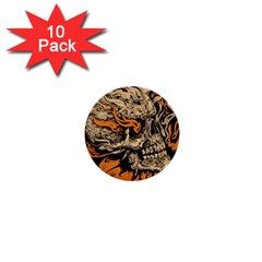 Human Skull  Skull Art Skeleton Illustration 1  Mini Buttons (10 Pack)  by uniart180623