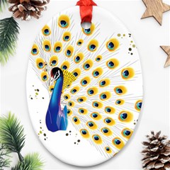 Bird Peafowl Peacock Animal Oval Ornament (two Sides) by uniart180623