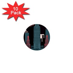 New York City Nyc Skyline Cityscape 1  Mini Buttons (10 Pack)  by uniart180623