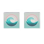 Tidal Wave Ocean Sea Tsunami Wave Minimalist Cufflinks (Square) Front(Pair)