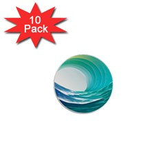 Tsunami Tidal Wave Wave Minimalist Ocean Sea 1  Mini Buttons (10 Pack)  by uniart180623