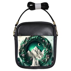 Christmas Wreath Winter Mountains Snow Stars Moon Girls Sling Bag by uniart180623