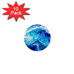 Tsunami Waves Ocean Sea Nautical Nature Water 1  Mini Buttons (10 Pack)  by uniart180623