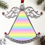 Cute Pastel Rainbow Stripes Metal Angel with Crystal Ornament Front