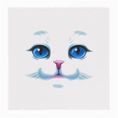 Cute White Cat Blue Eyes Face Medium Glasses Cloth by Ket1n9