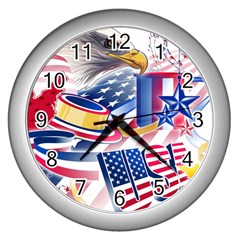 Independence Day United States Of America Wall Clock (silver) by Ket1n9