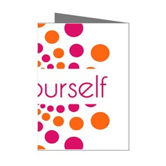 Be Yourself Pink Orange Dots Circular Mini Greeting Cards (pkg Of 8) by Ket1n9