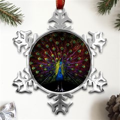 Beautiful Peacock Feather Metal Small Snowflake Ornament by Ket1n9