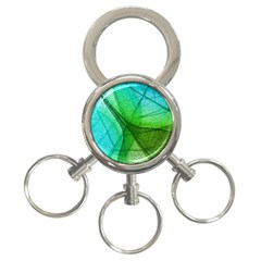 Sunlight Filtering Through Transparent Leaves Green Blue 3-ring Key Chain by Ket1n9