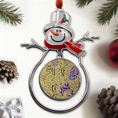 Traditional Art Batik Pattern Metal Snowman Ornament by Ket1n9