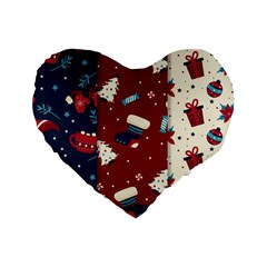 Flat Design Christmas Pattern Collection Art Standard 16  Premium Heart Shape Cushions by Ket1n9