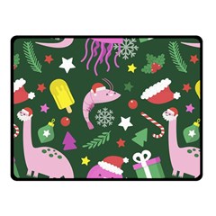 Dinosaur Colorful Funny Christmas Pattern Fleece Blanket (small) by Ket1n9