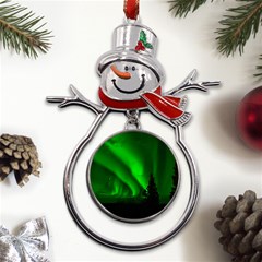 Aurora-borealis-northern-lights- Metal Snowman Ornament by Ket1n9