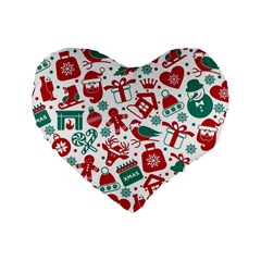 Background Vector Texture Christmas Winter Pattern Seamless Standard 16  Premium Flano Heart Shape Cushions by Grandong