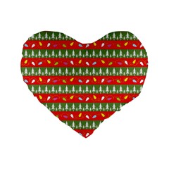 Christmas-papers-red-and-green Standard 16  Premium Flano Heart Shape Cushions by Grandong