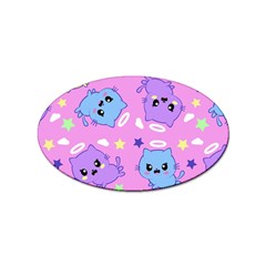 Seamless Pattern With Cute Kawaii Kittens Sticker (oval) by Grandong