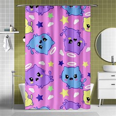 Seamless Pattern With Cute Kawaii Kittens Shower Curtain 48  X 72  (small)  by Grandong