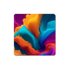 Colorful Fluid Art Abstract Modern Square Magnet by Ravend