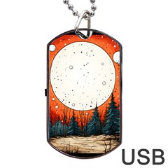 Moon Night Nature Dream Sky Dog Tag Usb Flash (two Sides) by Vaneshop