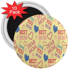 Love Mom Happy Mothers Day I Love Mom Graphic Pattern 3  Magnets (10 Pack)  by Vaneshop