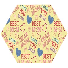 Love Mom Happy Mothers Day I Love Mom Graphic Pattern Wooden Puzzle Hexagon by Vaneshop