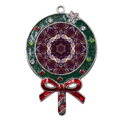 Rosette Kaleidoscope Mosaic Abstract Background Metal X mas Lollipop With Crystal Ornament by Vaneshop