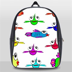 Fish Swim Cartoon Funnycute School Bag (xl) by Sapixe