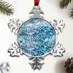 Summer Blue Ocean Wave Metal Small Snowflake Ornament by Jack14