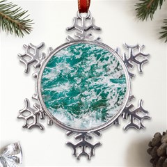 Blue Ocean Waves 2 Metal Large Snowflake Ornament by Jack14