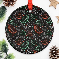 Seamless-vector-pattern-with-watermelons-mint -- Ornament (round) by Amaryn4rt