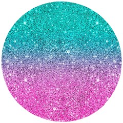 Pink And Turquoise Glitter Wooden Puzzle Round by Sarkoni