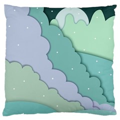 Winter Snow Mountains Nature Large Premium Plush Fleece Cushion Case (two Sides) by Pakjumat