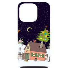 House Tree Man Moon Night Stars Iphone 14 Pro Black Uv Print Case by Pakjumat