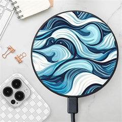 Pattern Ocean Waves Arctic Ocean Blue Nature Sea Wireless Fast Charger(black) by Pakjumat