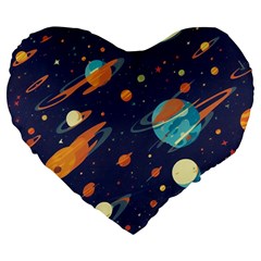 Space Galaxy Planet Universe Stars Night Fantasy Large 19  Premium Heart Shape Cushions by Pakjumat