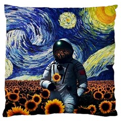 Starry Surreal Psychedelic Astronaut Space Large Premium Plush Fleece Cushion Case (one Side) by Pakjumat