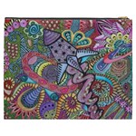 Psychedelic Flower Red Colors Yellow Abstract Psicodelia Cosmetic Bag (XXXL) Back