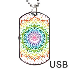 Mandala Pattern Rainbow Pride Dog Tag Usb Flash (two Sides) by Vaneshop