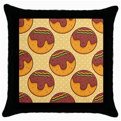 Takoyaki Food Seamless Pattern Throw Pillow Case (black) by Sarkoni