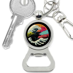 Retro Wave Kaiju Godzilla Japanese Pop Art Style Bottle Opener Key Chain by Modalart