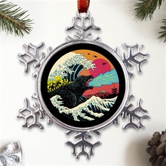 Retro Wave Kaiju Godzilla Japanese Pop Art Style Metal Large Snowflake Ornament by Modalart