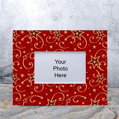 Christmas Texture Pattern Red Craciun White Tabletop Photo Frame 4 x6  by Sarkoni