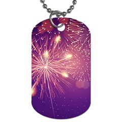 Fireworks On A Purple With Fireworks New Year Christmas Pattern Dog Tag (one Side) by Sarkoni