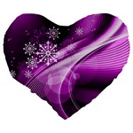 Purple Abstract Merry Christmas Xmas Pattern Large 19  Premium Flano Heart Shape Cushions Back