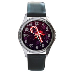 Christmas Lollipop Bowknot Celebrations Round Metal Watch by Sarkoni