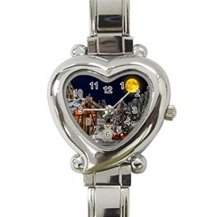 Christmas Landscape Heart Italian Charm Watch by Sarkoni