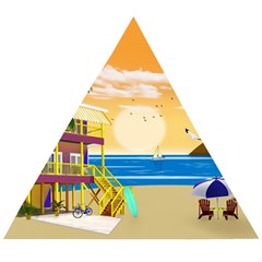 Vector Graphic Clipart Beach House Wooden Puzzle Triangle by Sarkoni